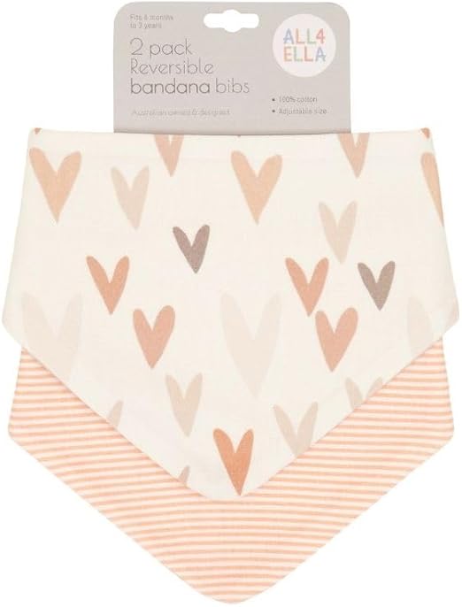 All4Ella Bandana Bibs 2 Pack - Hearts - Image 1